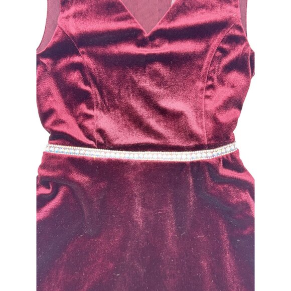 Speechless Kids Burgundy Velvet Sleeveless Dress Size 7 Zip Back Closure - Picture 11 of 11